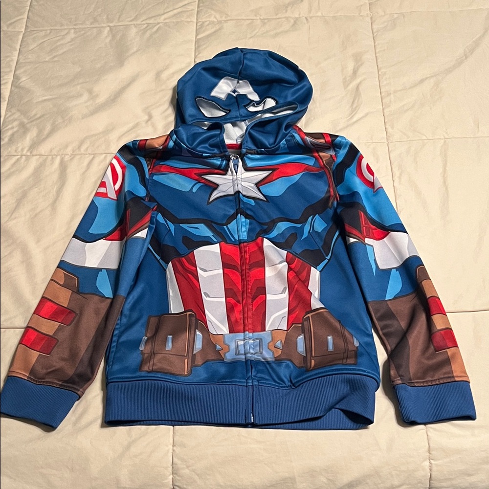 Jumping Beans Captain America Kids Zip Hoodie Costume with built in Mask